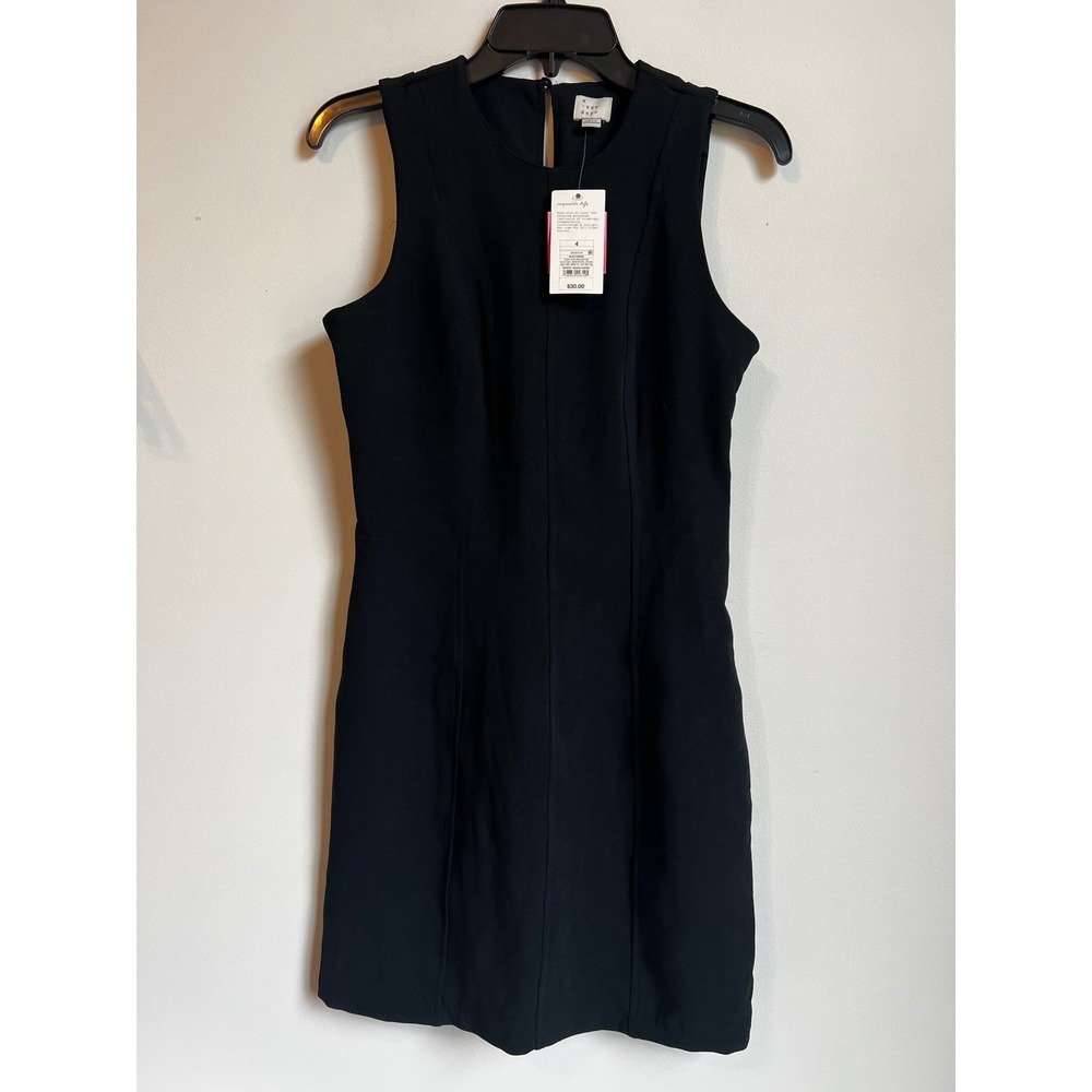 A New Day Black Sleeveless Sheath Dress Size 4 Sheath Knee Length NWT